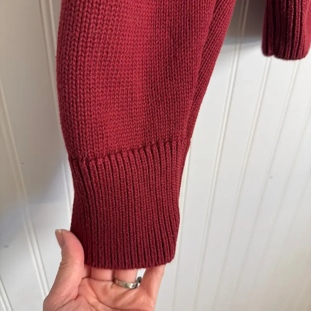 Gap Shrunken Roll Neck Red Knit Women’s Sweater 100% Cotton Size XL - Picture 4 of 11